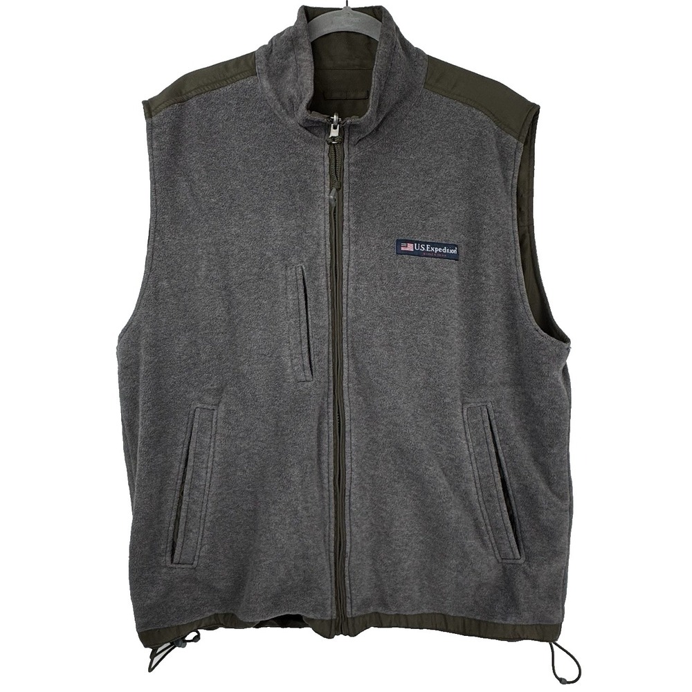 US‎ Expedition Men's Fleece Reversible Vest Sleeveless Jacket LARGE Gorp Utility